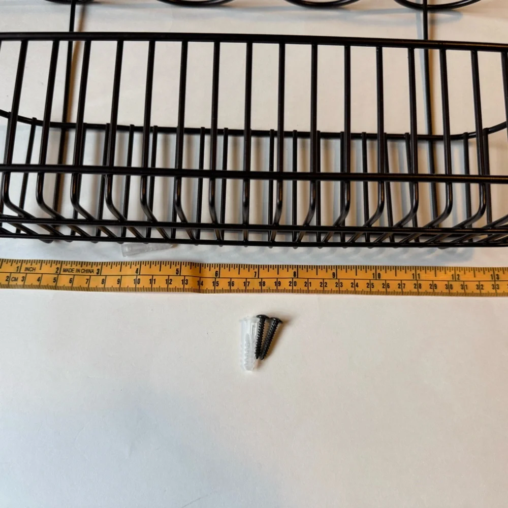 Dark Brown Metal Wall-Mounted Storage Basket